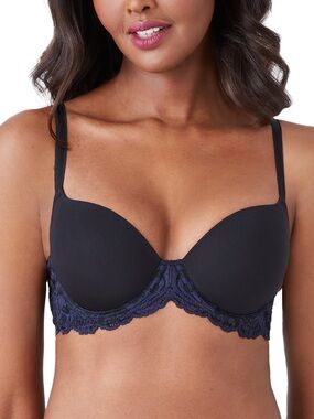Like New!! Wacoal Instant Icon Black Lace-Accent T-Shirt Bra 34G EUC